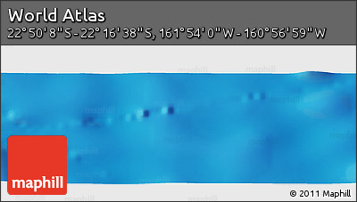 Physical Panoramic Map of the Area around 22° 33' 23" S, 161° 25' 30" W