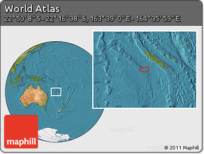 Satellite Location Map of the Area around 22° 33' 23" S, 164° 7' 30" E