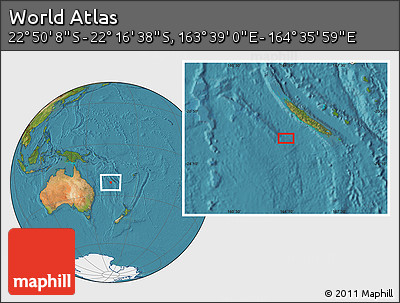 Satellite Location Map of the Area around 22° 33' 23" S, 164° 7' 30" E