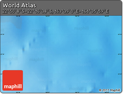 Physical Map of the Area around 22° 33' 23" S, 164° 7' 30" E