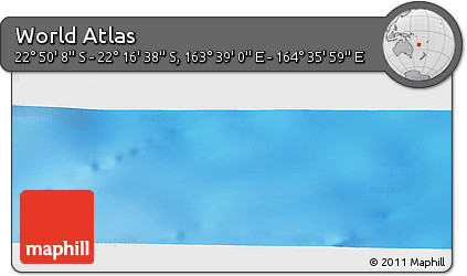 Physical Panoramic Map of the Area around 22° 33' 23" S, 164° 7' 30" E