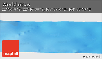 Physical Panoramic Map of the Area around 22° 33' 23" S, 164° 7' 30" E