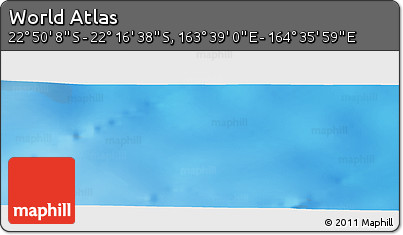 Physical Panoramic Map of the Area around 22° 33' 23" S, 164° 7' 30" E
