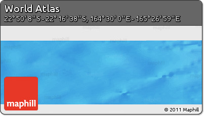 Physical Panoramic Map of the Area around 22° 33' 23" S, 164° 58' 29" E