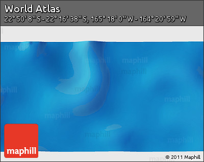 Physical 3D Map of the Area around 22° 33' 23" S, 164° 49' 29" W