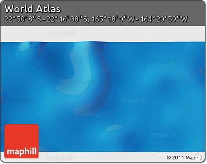 Physical 3D Map of the Area around 22° 33' 23" S, 164° 49' 29" W