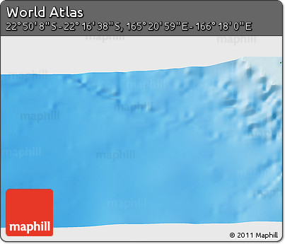 Physical 3D Map of the Area around 22° 33' 23" S, 165° 49' 29" E
