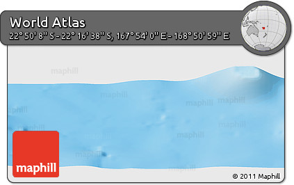 Physical Panoramic Map of the Area around 22° 33' 23" S, 168° 22' 30" E