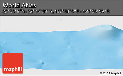 Physical Panoramic Map of the Area around 22° 33' 23" S, 168° 22' 30" E