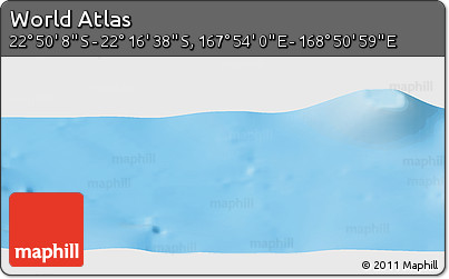 Physical Panoramic Map of the Area around 22° 33' 23" S, 168° 22' 30" E