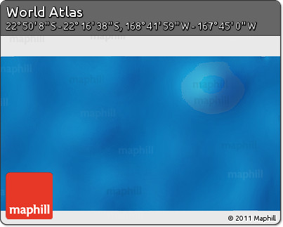 Shaded Relief 3D Map of the Area around 22° 33' 23" S, 168° 13' 29" W