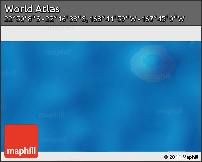 Shaded Relief 3D Map of the Area around 22° 33' 23" S, 168° 13' 29" W