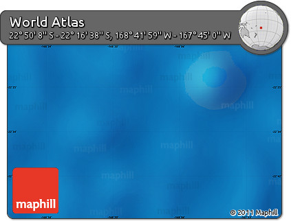 Shaded Relief Map of the Area around 22° 33' 23" S, 168° 13' 29" W