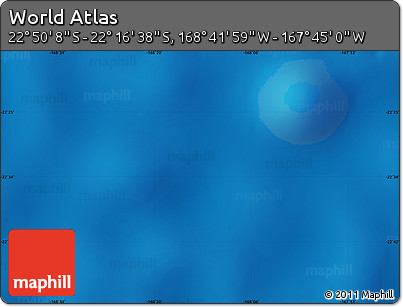 Shaded Relief Map of the Area around 22° 33' 23" S, 168° 13' 29" W