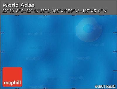 Shaded Relief Map of the Area around 22° 33' 23" S, 168° 13' 29" W
