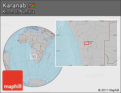 Gray Location Map of Karanab, hill shading