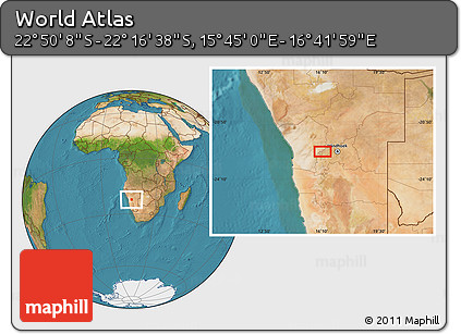 Satellite Location Map of the Area around 22° 33' 23" S, 16° 13' 30" E