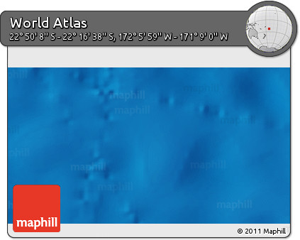 Physical 3D Map of the Area around 22° 33' 23" S, 171° 37' 30" W