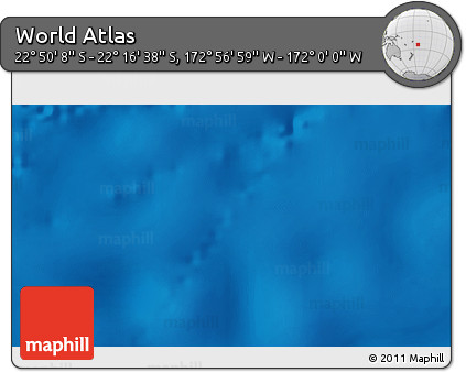 Physical 3D Map of the Area around 22° 33' 23" S, 172° 28' 29" W