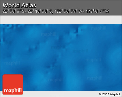 Physical 3D Map of the Area around 22° 33' 23" S, 172° 28' 29" W