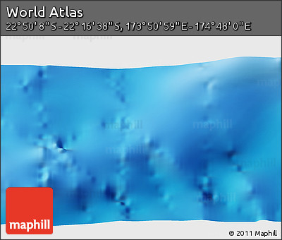 Physical 3D Map of the Area around 22° 33' 23" S, 174° 19' 29" E