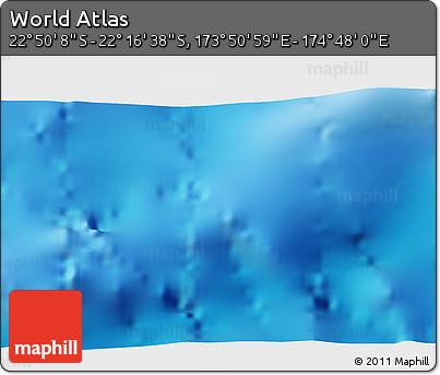 Physical 3D Map of the Area around 22° 33' 23" S, 174° 19' 29" E