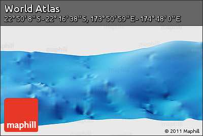 Physical Panoramic Map of the Area around 22° 33' 23" S, 174° 19' 29" E