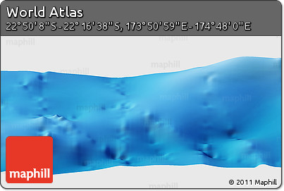 Physical Panoramic Map of the Area around 22° 33' 23" S, 174° 19' 29" E
