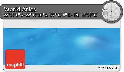 Physical Panoramic Map of the Area around 22° 33' 23" S, 177° 43' 29" E