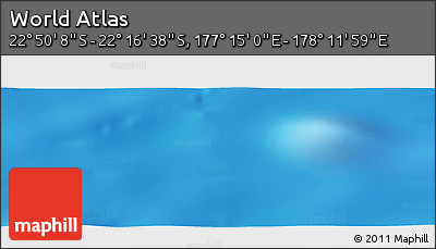 Physical Panoramic Map of the Area around 22° 33' 23" S, 177° 43' 29" E