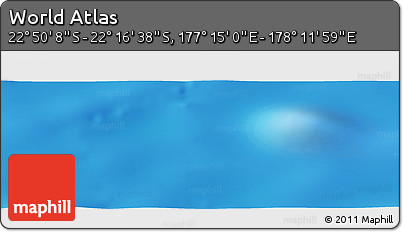 Physical Panoramic Map of the Area around 22° 33' 23" S, 177° 43' 29" E