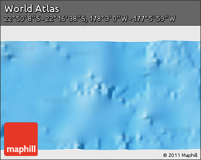 Physical 3D Map of the Area around 22° 33' 23" S, 177° 34' 29" W