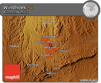 Physical 3D Map of Windhoek
