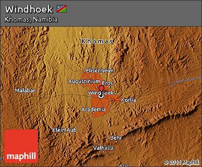 Physical 3D Map of Windhoek