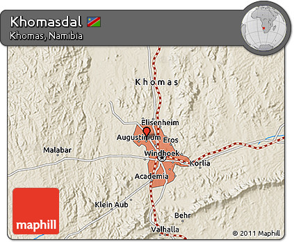 Shaded Relief 3D Map of Khomasdal