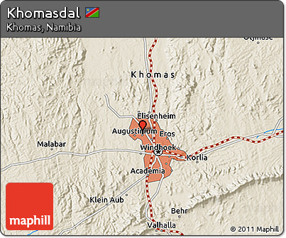 Shaded Relief 3D Map of Khomasdal