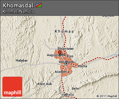 Shaded Relief 3D Map of Khomasdal