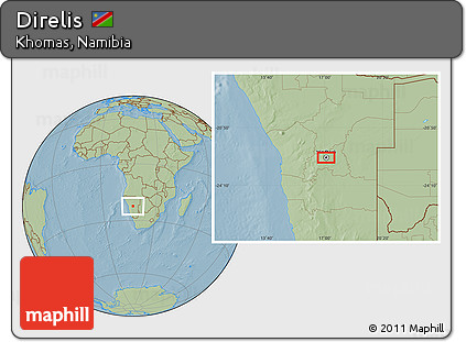 Savanna Style Location Map of Direlis, hill shading