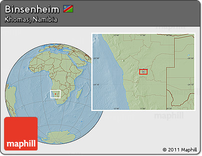 Savanna Style Location Map of Binsenheim, hill shading