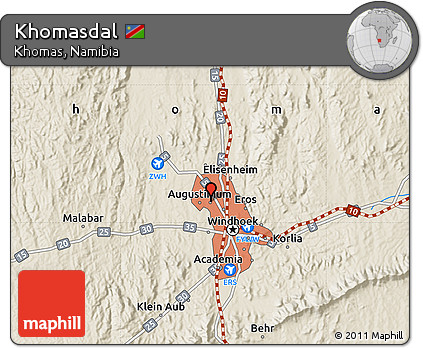 Shaded Relief Map of Khomasdal
