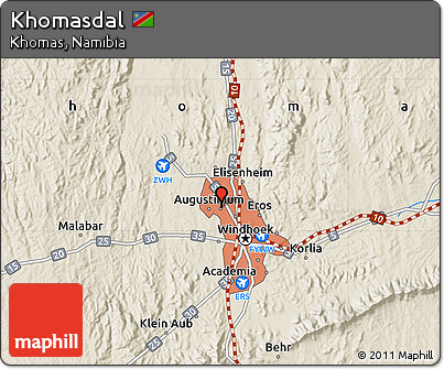 Shaded Relief Map of Khomasdal