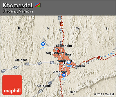Shaded Relief Map of Khomasdal
