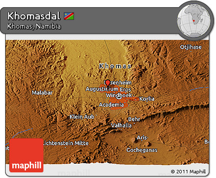 Physical Panoramic Map of Khomasdal