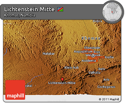 Physical Panoramic Map of Lichtenstein Mitte