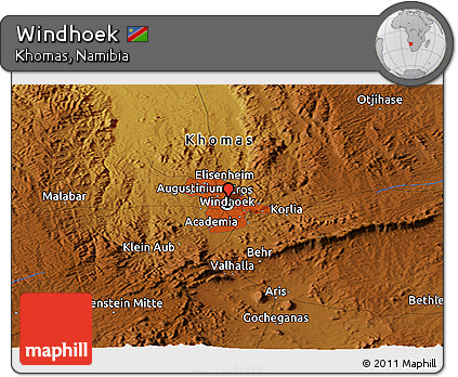 Physical Panoramic Map of Windhoek