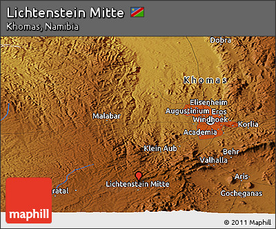 Physical Panoramic Map of Lichtenstein Mitte