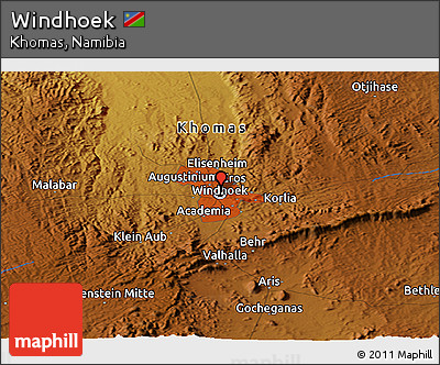 Physical Panoramic Map of Windhoek