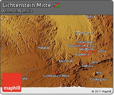 Physical Panoramic Map of Lichtenstein Mitte