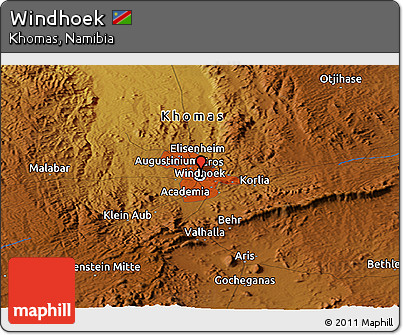 Physical Panoramic Map of Windhoek