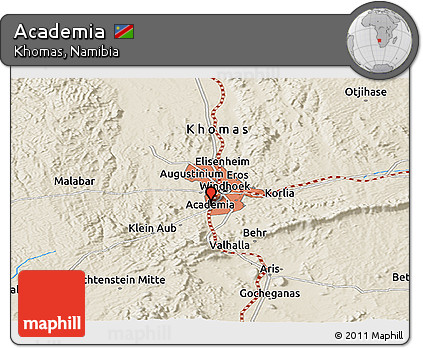 Shaded Relief Panoramic Map of Academia